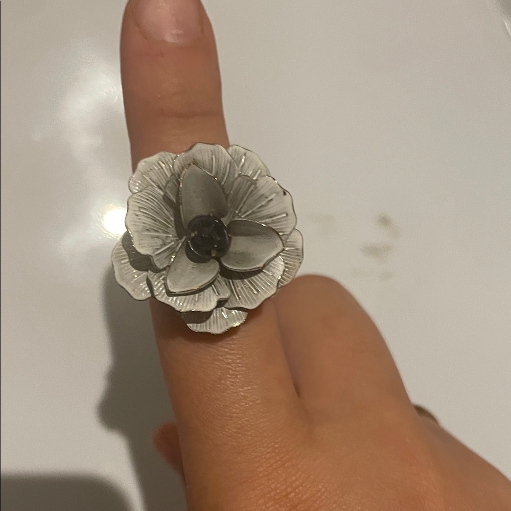 Silver Flower Statement Ring - Women Jewelry